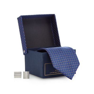 Hammond & Co. by Patrick Grant Navy diamond embroidered tie gift set
